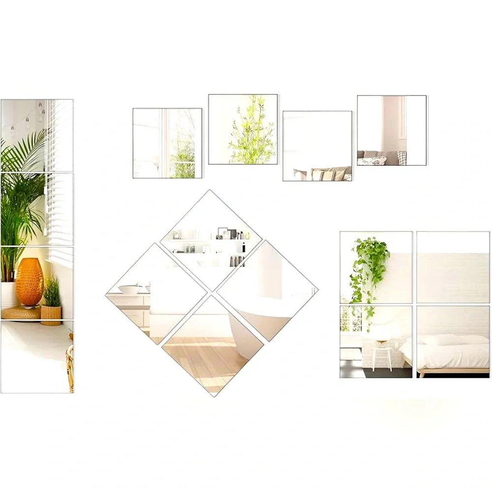 🆕 Modern Wall Mirror Squares Set - 4 Pcs